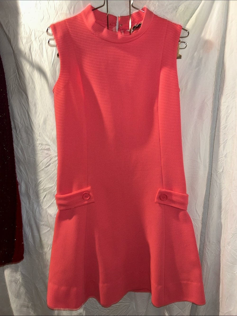 Valley Set  VINTAGE Sleeveless Coral Textured A-Line Dress size 10 EUC